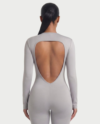 VEYONA Plunge Neck Long Sleeve Jumpsuit