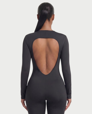 VEYONA Plunge Neck Long Sleeve Jumpsuit