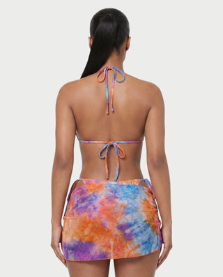 MARVINA Marble Print Bikini & Sarong Three-Piece Set