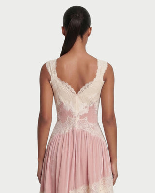 LYSANDRA Lace & Velvet Midi Dress