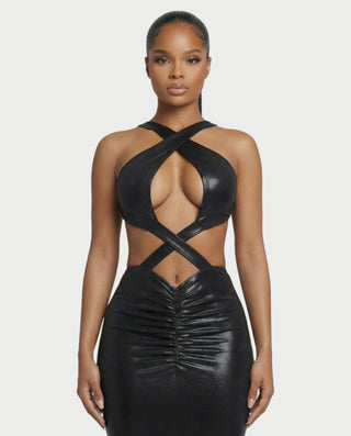 Vestido midi con flecos y escote pronunciado de LIRRA