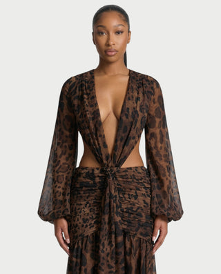 Vestido midi con flecos y escote pronunciado de LIRRA