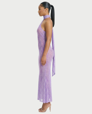 Vestido midi con flecos y escote pronunciado de LIRRA