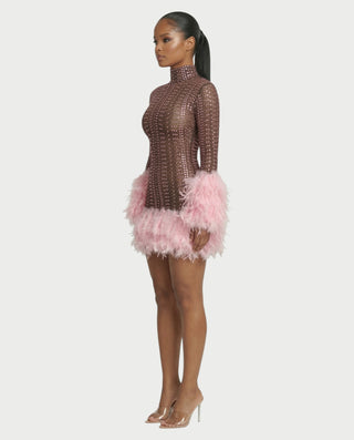 Vestido midi con flecos y escote pronunciado de LIRRA