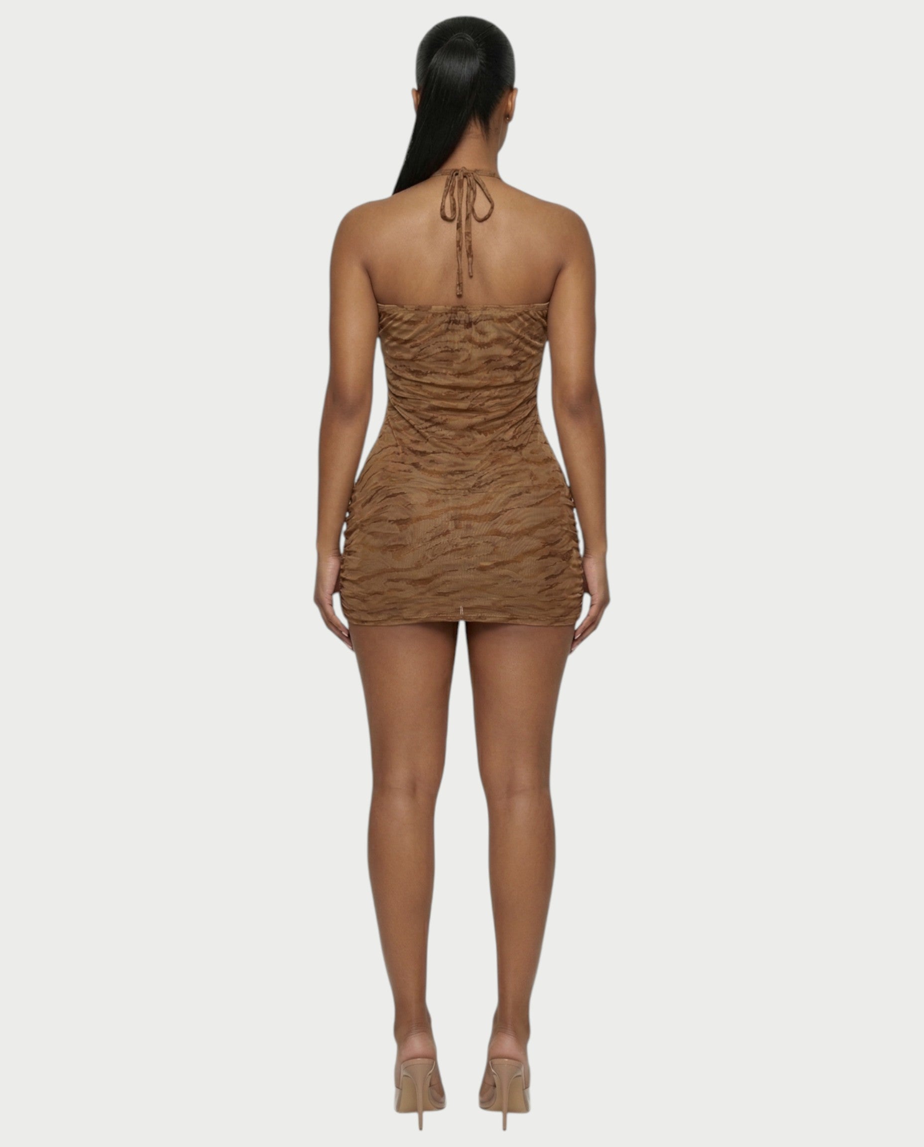 VIVIA Halter Ring Bodycon Mini Dress – Celestia
