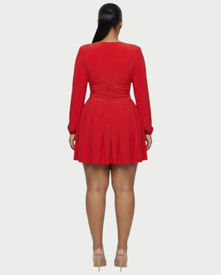 VINNA Waist-cinching Pleated Mini Dress VINNA Waist-cinching Pleated Mini Dress