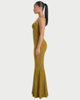 Vestido midi con flecos y escote pronunciado de LIRRA