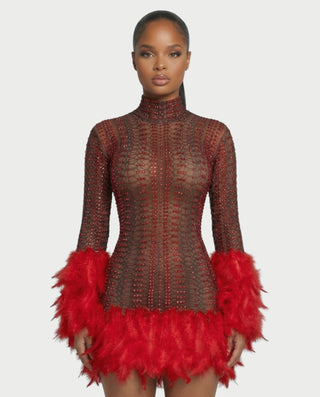 Vestido midi con flecos y escote pronunciado de LIRRA
