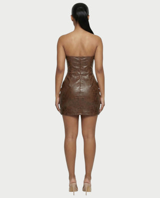 AVERA Croc-Embossed Corset Mini Dress