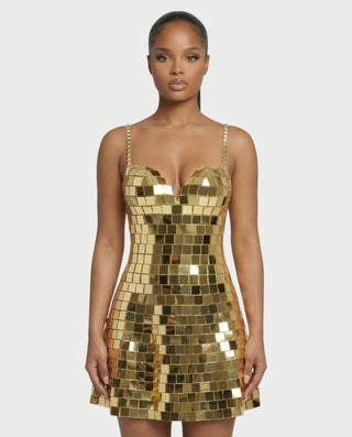 RYLA Mirror Tile Flared Mini Dress