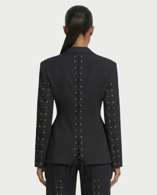XAVIA Lace-Up Back Blazer & Trouser Set