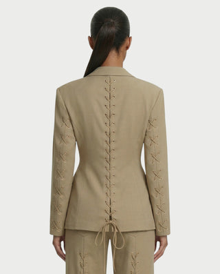 XAVIA Lace-Up Back Blazer & Trouser Set