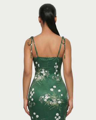 MOLLY Ruched Bust Tie-Strap Maxi Dress