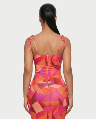 MOLLY Ruched Bust Tie-Strap Maxi Dress