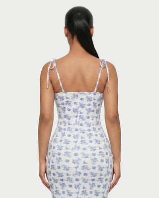 MOLLY Ruched Bust Tie-Strap Maxi Dress