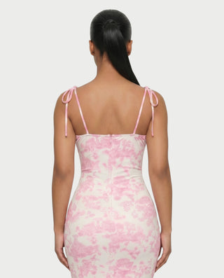 MOLLY Ruched Bust Tie-Strap Maxi Dress