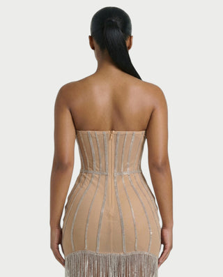 ARCY Crystal Tassel Bodycon Mini Dress