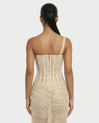 Vestido midi con flecos y escote pronunciado de LIRRA