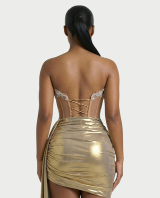 Vestido midi con flecos y escote pronunciado de LIRRA