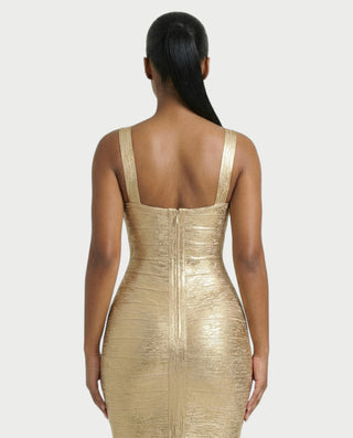 Vestido midi con flecos y escote pronunciado de LIRRA