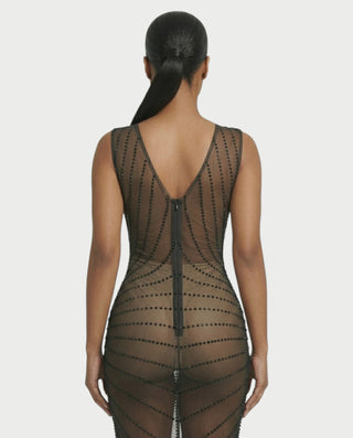 SYVON Crystal Mesh Maxi Dress