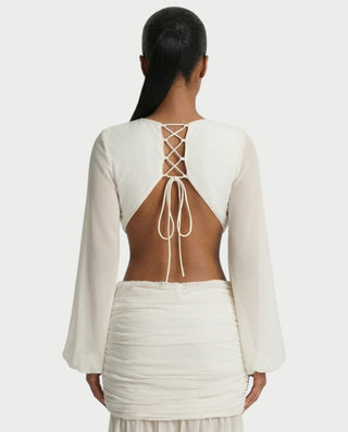 Vestido midi con flecos y escote pronunciado de LIRRA