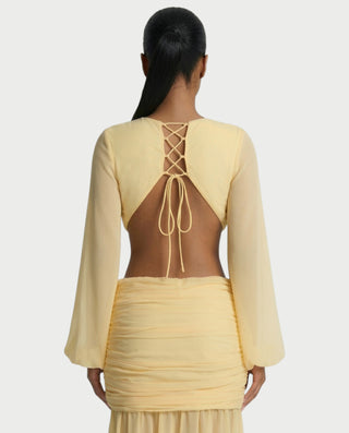 Vestido midi con flecos y escote pronunciado de LIRRA