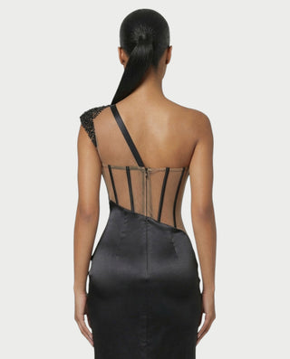 Vestido midi con flecos y escote pronunciado de LIRRA