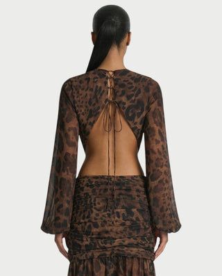 Vestido midi con flecos y escote pronunciado de LIRRA