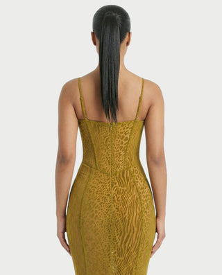 Vestido midi con flecos y escote pronunciado de LIRRA