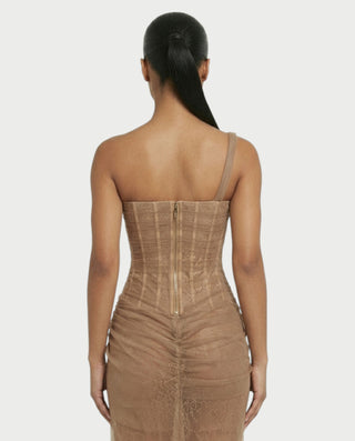 Vestido midi con flecos y escote pronunciado de LIRRA