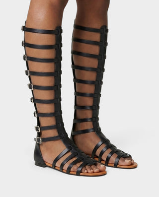 RAKINA Strappy Gladiator Knee-High Flat Sandals