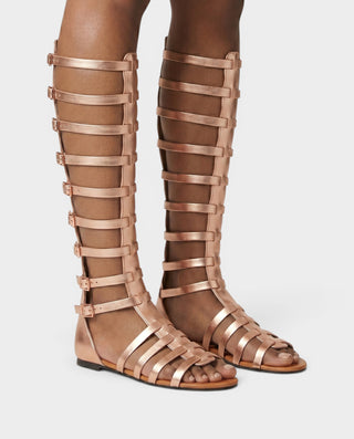RAKINA Strappy Gladiator Knee-High Flat Sandals