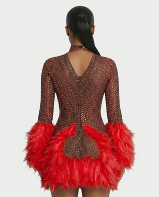 Vestido midi con flecos y escote pronunciado de LIRRA
