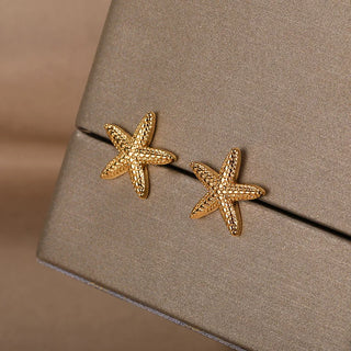 Stainless Steel Starfish Stud Earrings