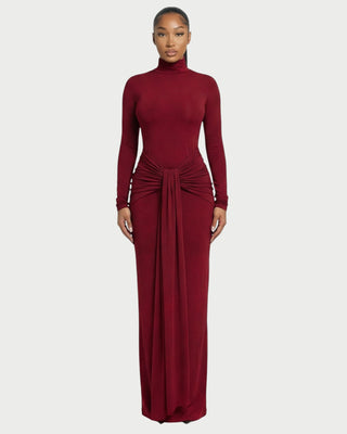 SERAYA Turtleneck Long-Sleeve Maxi Dress