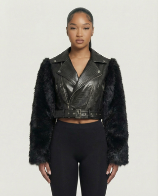 Chaqueta de piel sintética con textura de cocodrilo BEXLEY