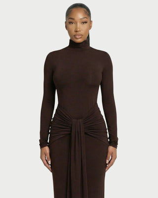 SERAYA Turtleneck Long-Sleeve Maxi Dress