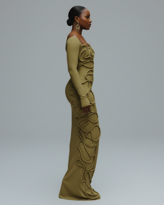 CARAMINA Sculptural Loop Maxi Gown