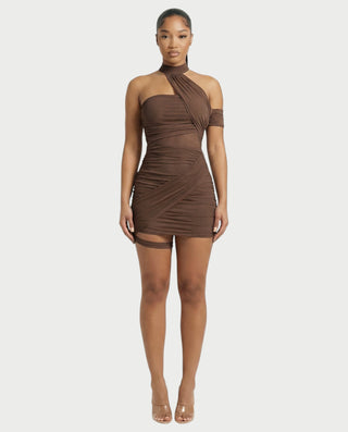 Vestido mini de malla drapeada SONIA