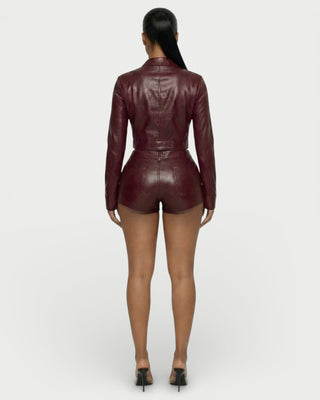 BRIXA Leather Jacket & High-Waist Shorts Set