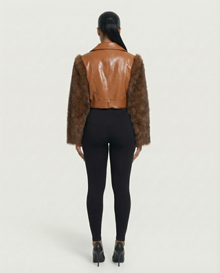Chaqueta de piel sintética con textura de cocodrilo BEXLEY