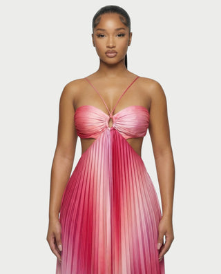 LIVIANA Ombre Pleated Maxi Dress - S - Women's Fashion LIVIANA Ombre Pleated Maxi Dress - S - Women's Fashion