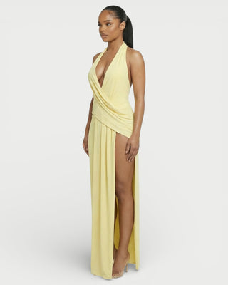ERAYA Halter Neck Thigh-High Slit Maxi Dress
