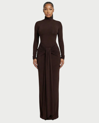 SERAYA Turtleneck Long-Sleeve Maxi Dress