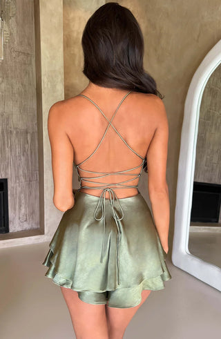 Luna Backless Satin Dress - Style Seduction