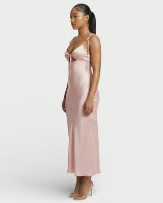 ORLAYA Vestido largo con escote halter y abertura alta