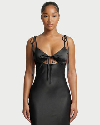 ORLAYA Vestido largo con escote halter y abertura alta