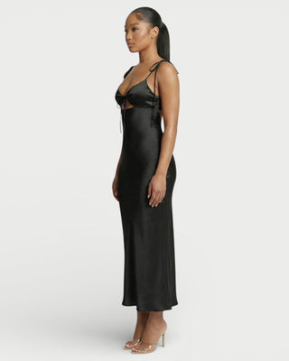 ORLAYA Vestido largo con escote halter y abertura alta