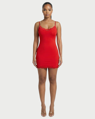 MEVAYA Lace-Trim Cami Bodycon Mini Dress